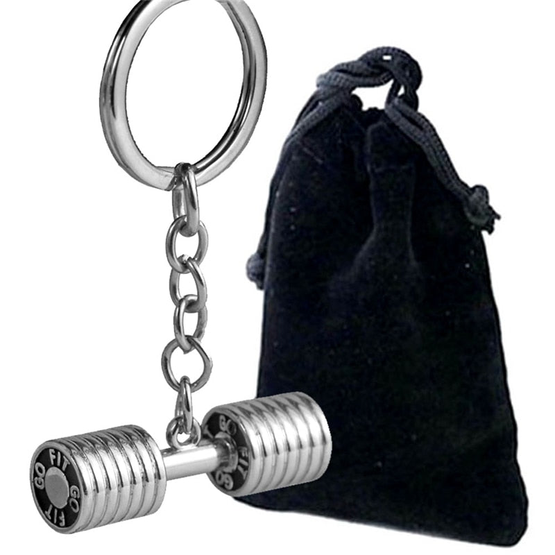 Dumbbell Stainless Steel Keychain
