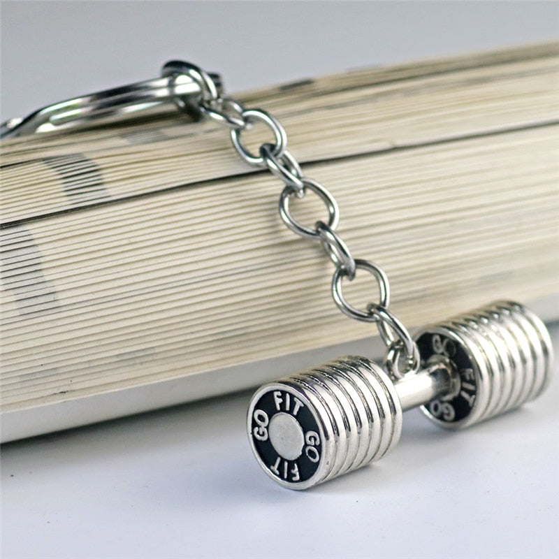 Dumbbell Stainless Steel Keychain